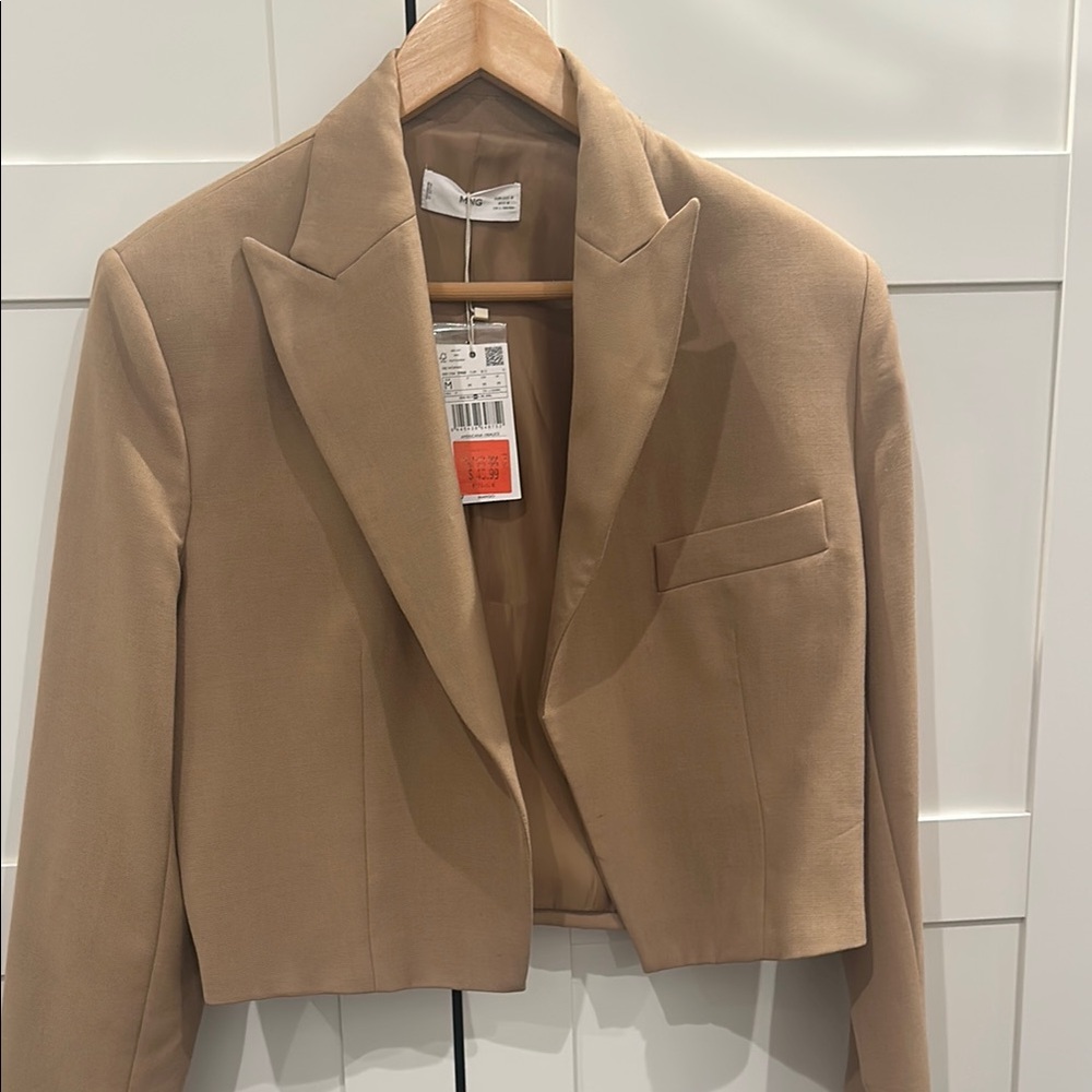 Tan Cropped Blazer